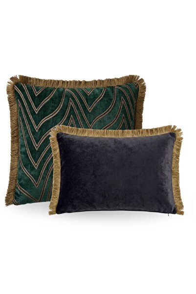 Lidoma Home "Vellora" Tasseled Throw Pillow Cover Set - Green