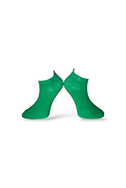 Mevo Single Unisex Green Colored Booties Socks with Embroidery Detail