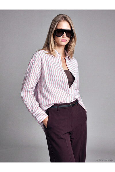 LC Waikiki Lcw Vision Red Striped Women's Shirt
