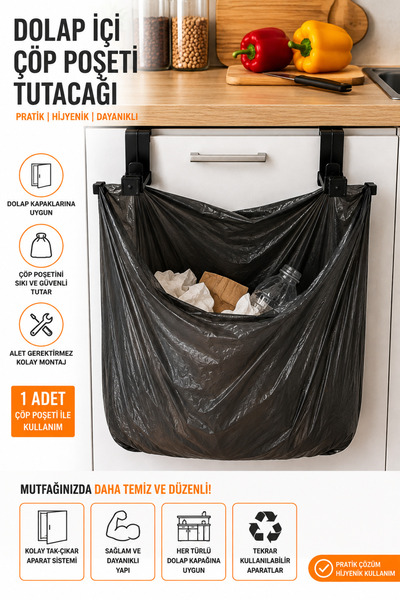 Generic Brand Suport pentru sac de gunoi pentru ușa dulapului – Set de 2 bucăți