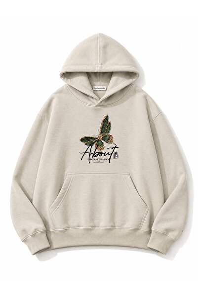 DAXİS Sportwear Company Green Butterfly Printed Hooded Sweatshirt