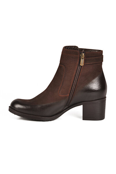 Venüs Brown Nubuck Genuine Leather Zippered Stylish Daily and Office Women's ...