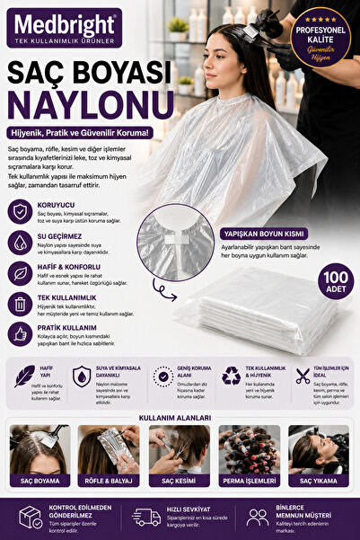 MEDBRIGHT 30 ADET SAÇ BOYASI NAYLONU KUAFÖR