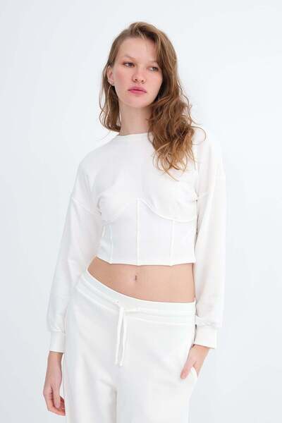 Addax Beli Corseted Crop Sweatshirt S11289