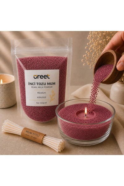 Üreet İnci Tozu Mum Mürdüm 100 gr – Mürdüm Rengi Granül Mum – Kokusuz Dekorat...