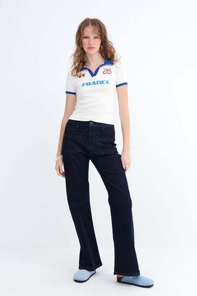 Addax Pocketed Wide Leg Jean Trousers Pn1130