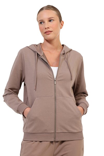 lumberjack Hanorac de trening pentru femei, maro, WB 18SN77 FULL ZIP
