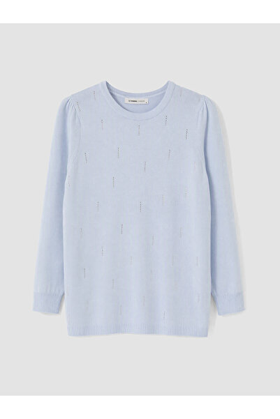 LC Waikiki Lcw Grace Blue Crew Neck Stoned Women's Knitwear Sweater