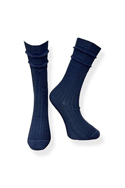 Mevo Single Unisex Light Navy Blue Colored Diabetic Elasticless Comfortable S...