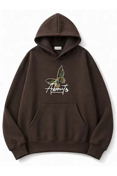 DAXİS Sportwear Company Green Butterfly Printed Hooded Sweatshirt