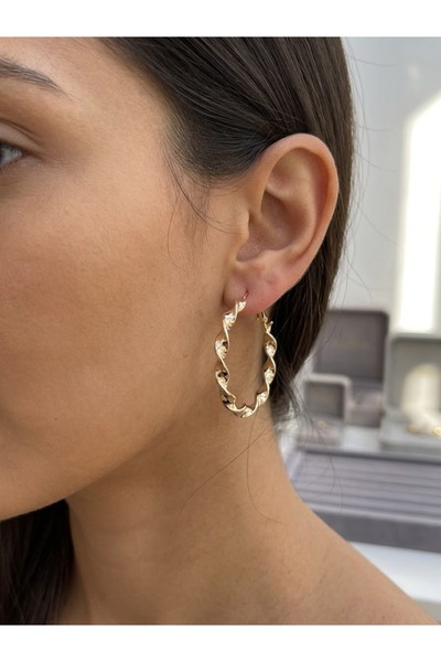 MODA Gold Twisted Hoop Earrings Twist Design Women's Steel Earrings Stylish D...