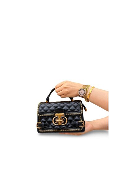 Guja Black Strap Multi-Compartment Women's Hand and Shoulder Bag C1009