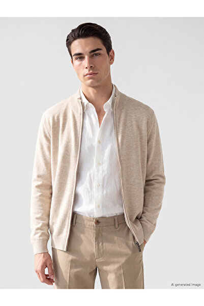 LC Waikiki Nevavm Farkıyla Lcwaikiki Classic Beige Knitwear Flat Stand Collar...