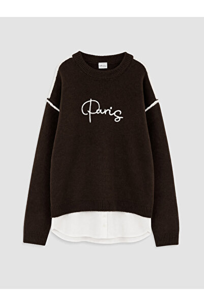 LC Waikiki Paris Embroidered Girls' Knitwear Sweater