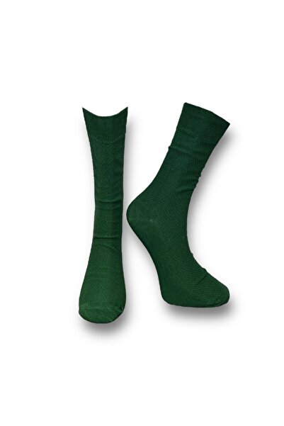 Mevo Single Unisex Plain Dark Green Colored Socks
