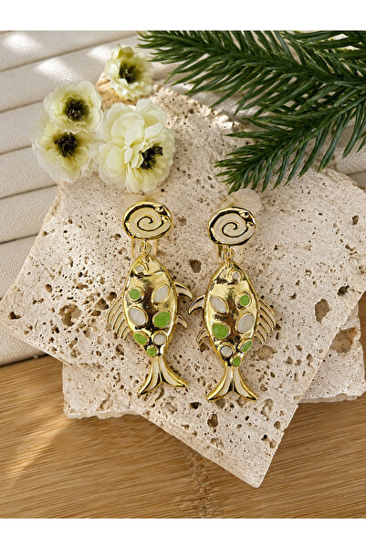 Yaseminli Butik Stone Fish Model Earrings
