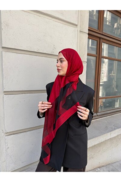 diorel Premium Düz Yün İpek Şal-Kırmızı