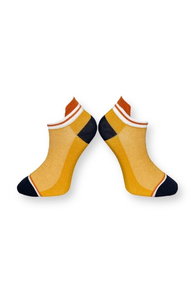 Mevo Single Unisex Orange Colored Stripe Detailed Booties Socks