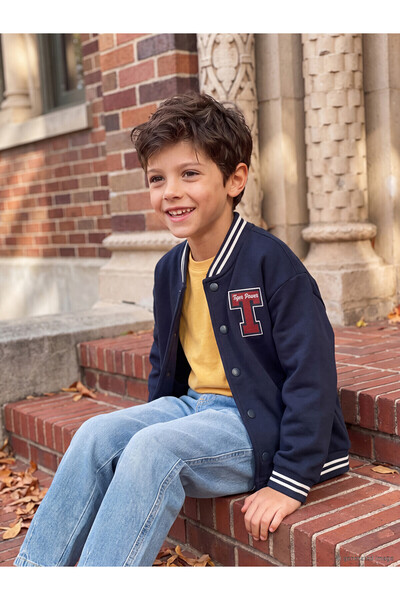 LC Waikiki Two Mt Shop Quality Lcw Kids Navy Blue 3 Thread Printed Boys' Card...