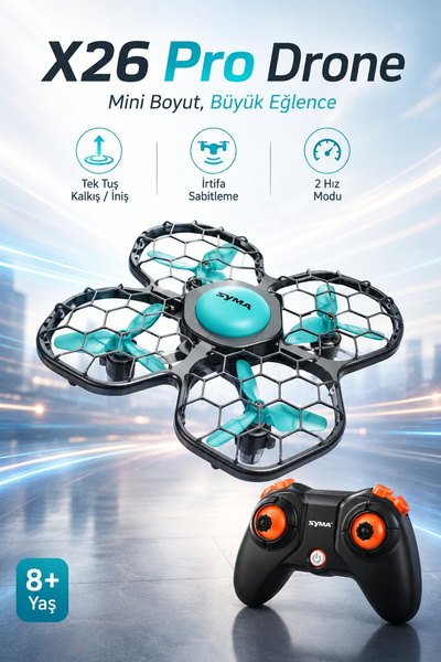 Wair Teknoloji X26 Pro Mini Drone 2.4 GHz Uzaktan Kumandalı 360° Dönüş 2 Hız ...