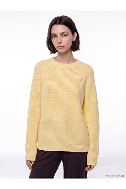 LC Waikiki Lcw Modest Yellow Crew Neck Women's Knitwear Sweater