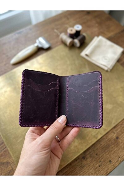 Ertay Deri 100% Genuine Leather and Handmade Purple/Eggplant Color Multi-Sect...