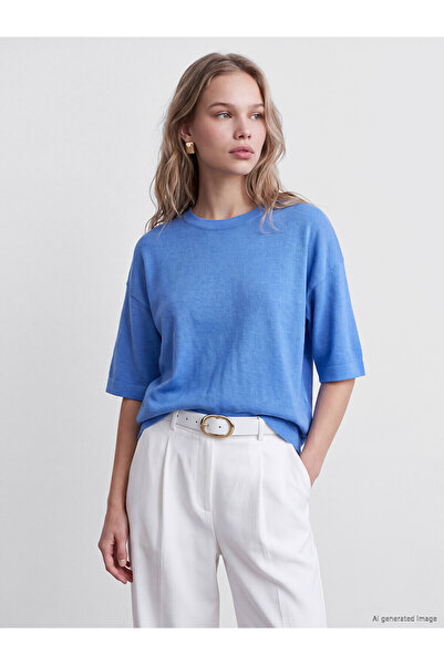 LC Waikiki Lcw Vision Blue Women's Three Quarter Sleeve Knitwear Sweater