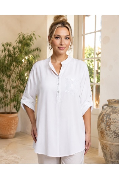 MENSAR OTANTİK Viscose Pocket Sequin Blouse