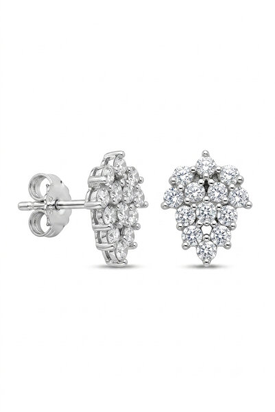 Zanaatsilver 925 Ayar Gümüş Zirkon Taşlı Orijinal Rodyum Kaplama Yaprak Model Çocuk Küpe