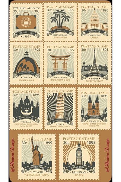 Limitless Design Country Capitals Post Stamp Sticker 22X30 cm