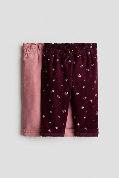 H&M 2'li Pamuklu ve Fitilli Kadife Pantolon