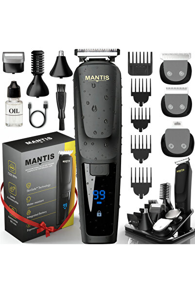 mantis Masina Tuns Barbati 6-in-1, 11 Accesorii, Trimmer Barba Corp Nas Urech...