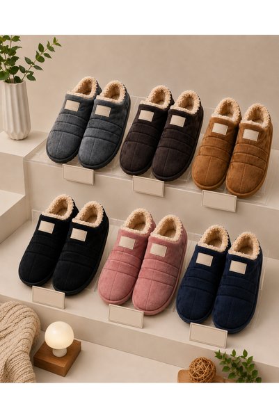 MOON CLOUD Unisex Sıcak Tutan Rahat Peluş Kapitone Ev Terliği Ev Botu Kışlık Yumuşak Taban Ev Botu ZYN263