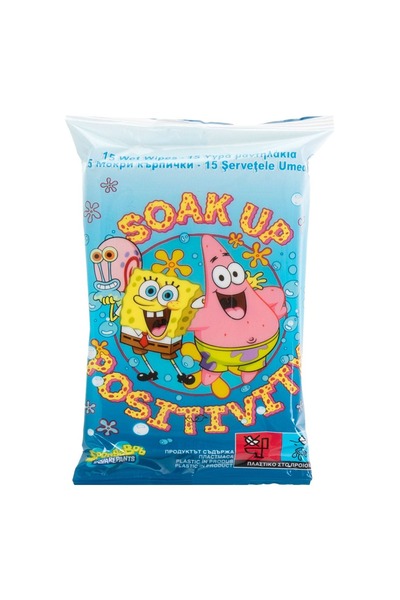 NİCKELODEON Șervețele umede SpongeBob SquarePants - 15 bucăți, Aloe Vera și V...