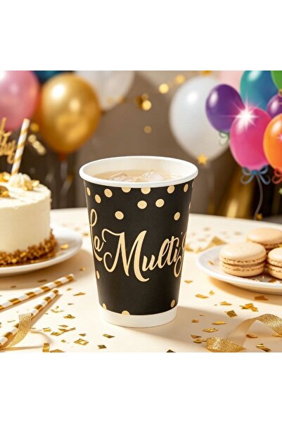 idei Paper party cups 6 pieces, height 9 cm, elegant design with the inscript...