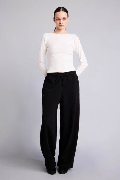 DeFacto Crne ženske pantalone na vezanje, model G8079AX/BK81