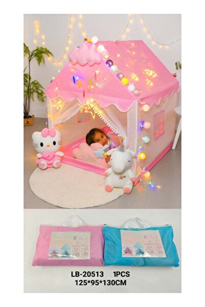 DubaiGallery Kids Blue Play Tent House with Charming Princess Canopy, Soft Dr...