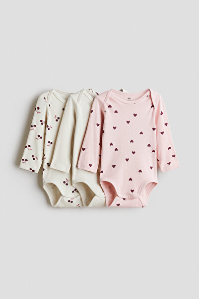 H&M 3'lü Pamuklu ve Zarf Yakalı Body