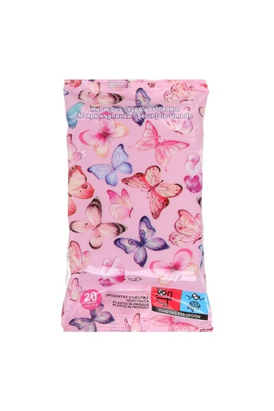 OEM Șervețele umede Butterfly 20 bucăți - Roz Mov Aloe Vera
