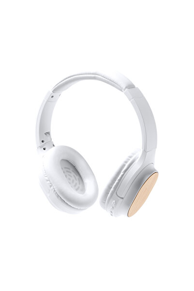 STAMINA Căști wireless Bluetooth SONUS, bambus și ABS reciclat, alb