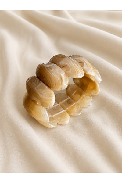 MAISON BAEZA Creamy Gem Kadın Boncuklu Bileklik Kahverengi Taş Görünümlü Kalı...