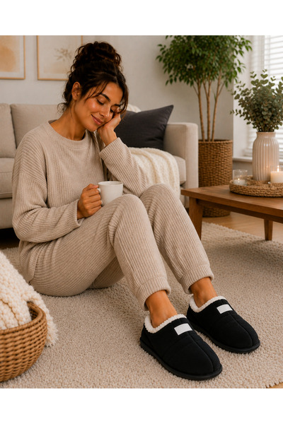 MOON CLOUD Unisex Sıcak Tutan Rahat Peluş Kapitone Ev Terliği Ev Botu Kışlık Yumuşak Taban Ev Botu ZYN263