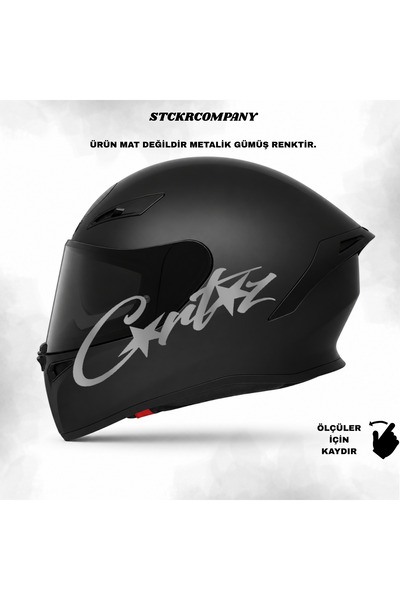 STCKRCO Corteiz Kask Stickerı – Yıldızlı Yazı Motosiklet Kask Stickerı – 24x7 cm