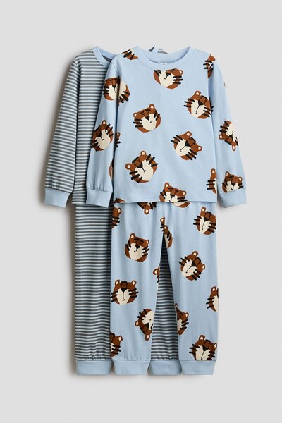 H&M 2'li Baskılı ve Pamuklu Pijama Takımı