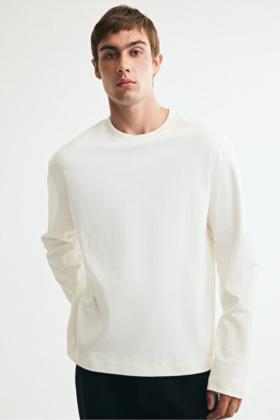 H&M Uzun Kollu İnterlok Tişört Relaxed Fit