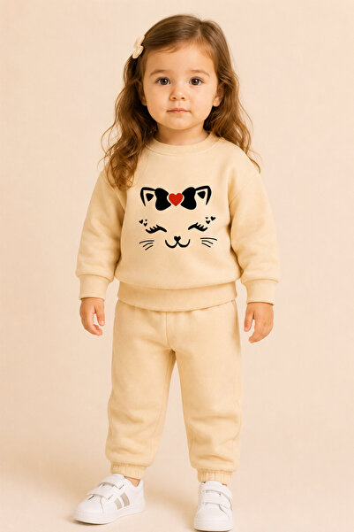 bebekpare Girl's Top and Bottom Set (Does Not Include Shawl) Black Cat Beige ...