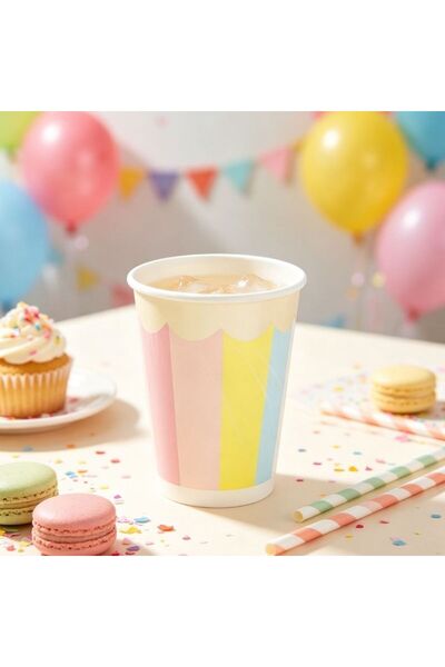 idei Set of 6 paper party cups, height 9 cm, disposable cups with Patterned ,...