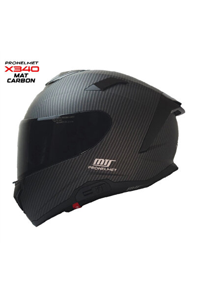 kuzey motor X340 MAT CARBON KAPALI MODEL KASK (SİYAH CAMLI+GÜNEŞ VİZÖRLÜ)