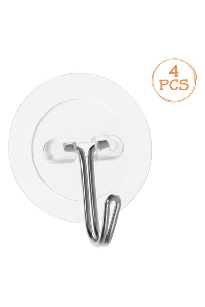 OEM Cârlige adezive rotunde transparente de 4x4cm - 4 bucăți