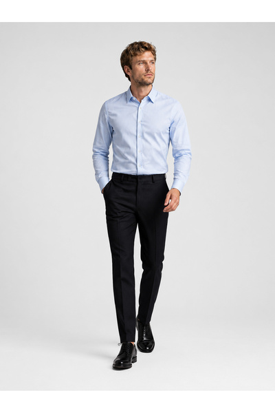Etikmen Ice Blue Square Button Slimfit Men's Shirt